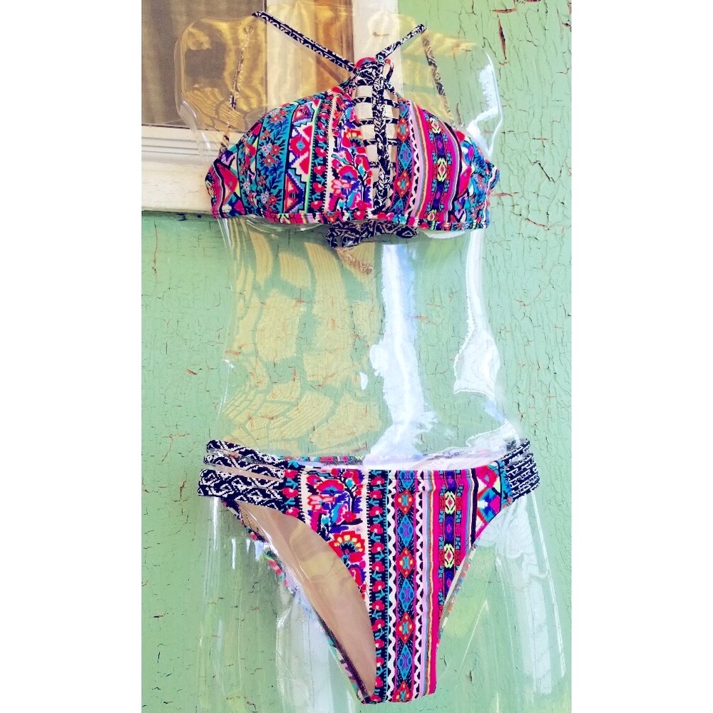 Psychedelic MOD Groovy Retro 2 Piece Bikini Swimsuit